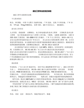 通信工程专业的简历表格