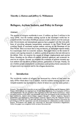 Refugees, Asylum Seekers, and Policy in Europe