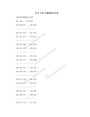 火车108车厢座位分布