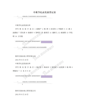 中秋节礼品发放登记表