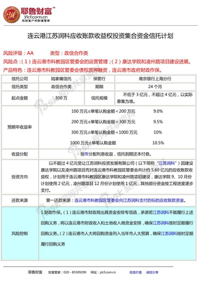 陆家嘴信托-连云港江苏润科应收账款收益权投资集合资金信托计划