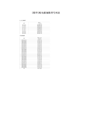 [精华]配电箱规格型号列表