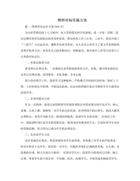 教师对标实施方案