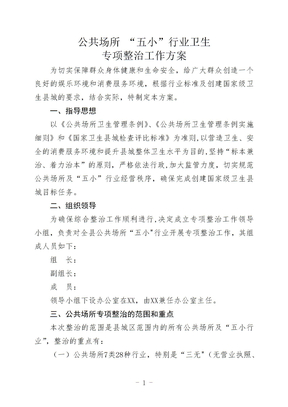 五小行业专项整治方案
