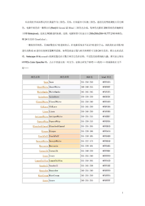 颜色色谱表Word XP