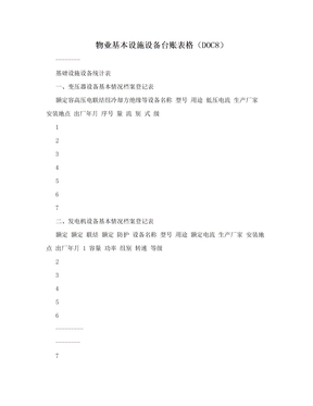 物业基本设施设备台账表格（DOC8）