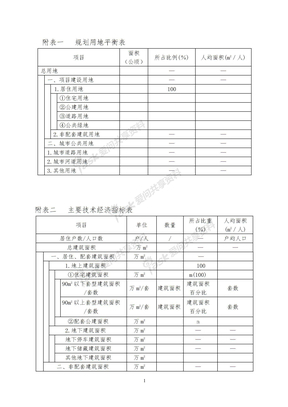 规划用地平衡表