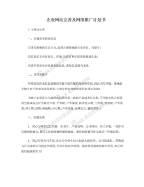 企业网站完善及网络推广计划书