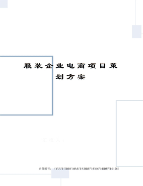 服装企业电商项目策划方案