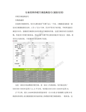 行业资料冷暖空调选购技巧(通俗实用)