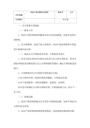 知识产权风险应急预案