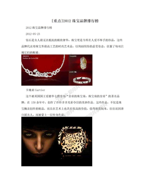 [重点]2012珠宝品牌排行榜