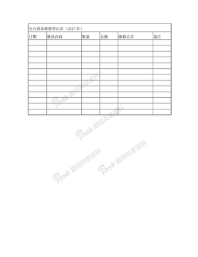 办公设备维修登记表