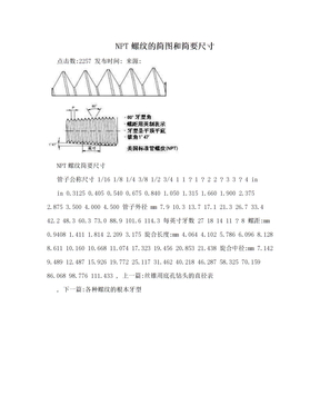 NPT螺纹的简图和简要尺寸