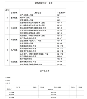 财务报表模板