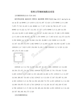 资料方管钢材规格及重量