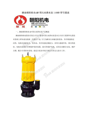 湖南朝阳机电QW型污水潜水泵110KW型号描述