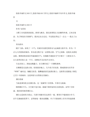 捡拾幸福作文800字_捡拾幸福600字作文,捡拾幸福碎片初中作文,捡拾幸福作文