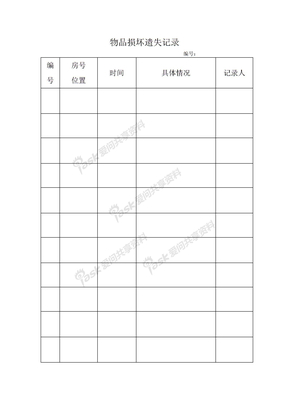 物品损坏遗失记录