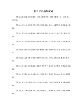 五行相生相克查询表