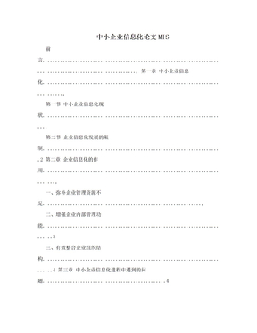 中小企业信息化论文MIS