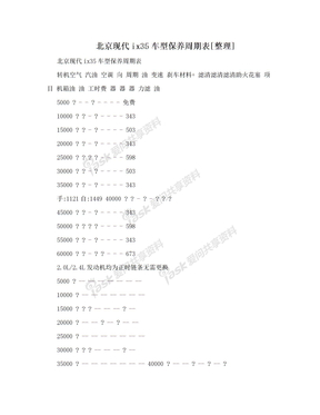 北京现代ix35车型保养周期表[整理]