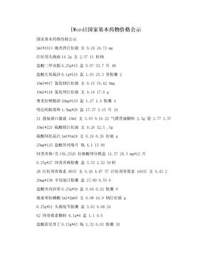 [Word]国家基本药物价格公示