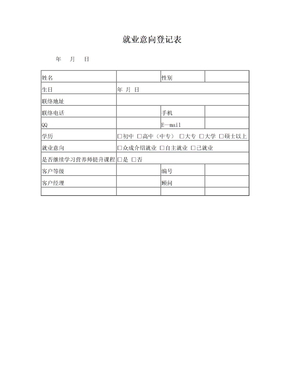 就业意向登记表