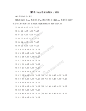 [精华]内含骨架油封尺寸系列