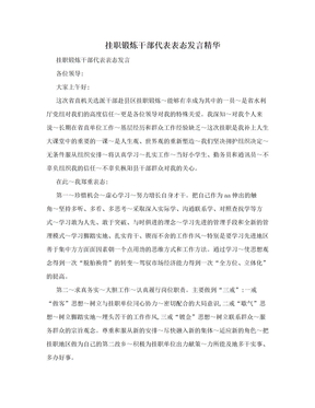 挂职锻炼干部代表表态发言精华