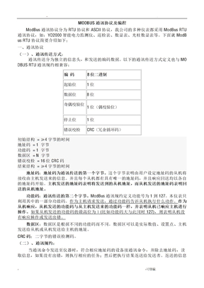 modbus通讯协议及编程