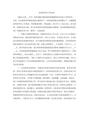 驻村指导员工作总结