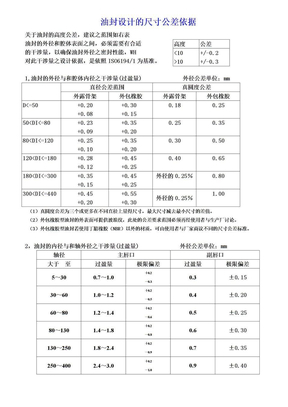 骨架油封尺寸公差标准