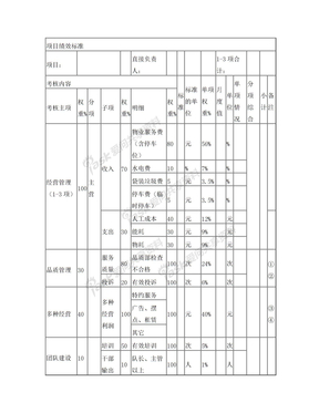 项目绩效标准