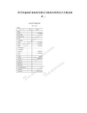 四川省鑫福矿业股份有限公司股权结构图及合并报表验证...