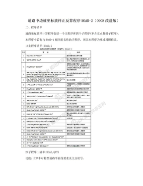 道路中边桩坐标放样正反算程序ROAD-2（0908改进版）