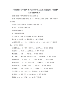 年属相年份年龄对照表 12年壬辰年生肖属相 年龄和出生年份对照表下载 Word模板 爱问共享资料