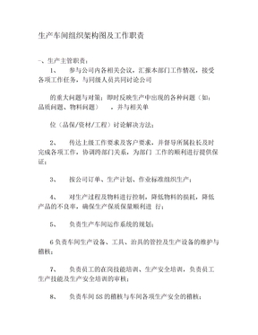 生产车间组织架构图及工作职责
