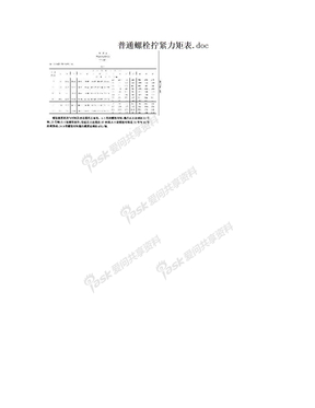 普通螺栓拧紧力矩表.doc