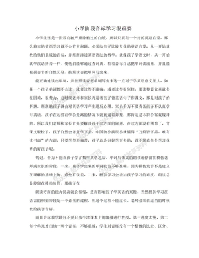 小学阶段音标学习很重要