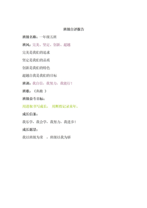 班级自评报告