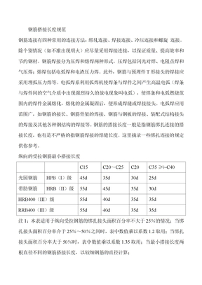 钢筋搭接长度规范