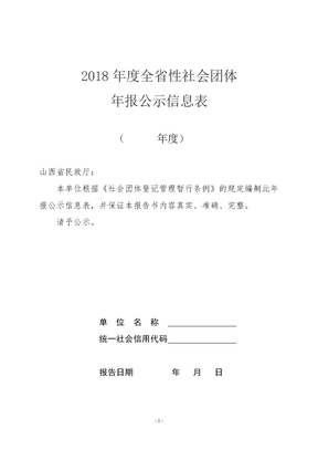 2018年度全省性社会团体