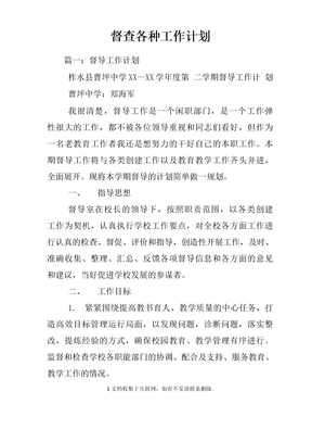 督查各种工作计划