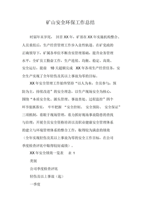 矿山安全环保工作总结