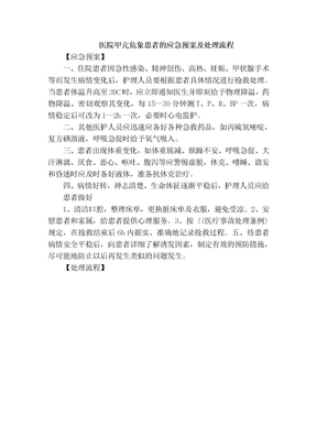 医院甲亢危象患者的应急预案及处理流程