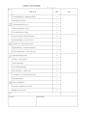 工程技术人员定性考核表