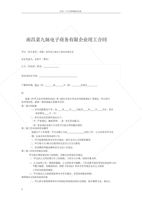 私人企业用工合同
