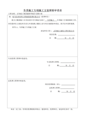 专项施工方案报审表监理