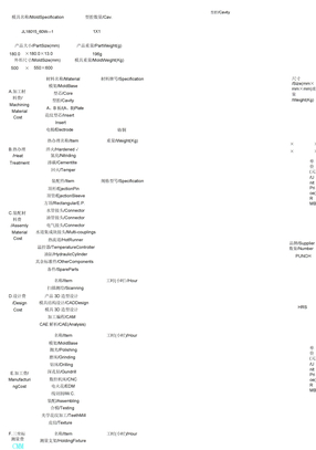 模具成本核算表格